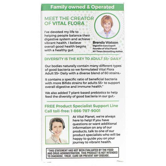 Vital Flora Adult 55+ Daily Probiotic + Prebiotics Shelf Stable, VTP